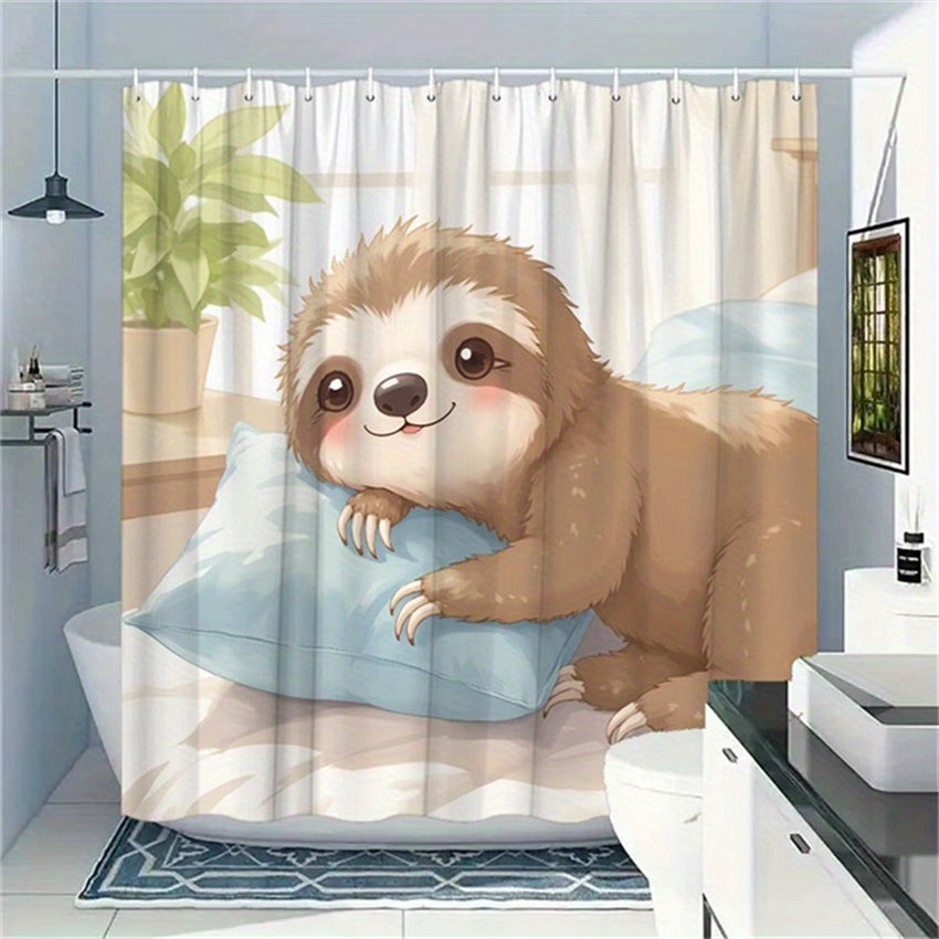 Cute Cartoon Sloth Shower Curtain