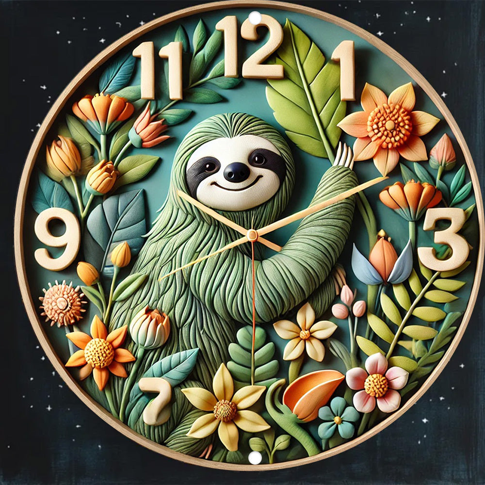 Tropical Sloth Wall Clock