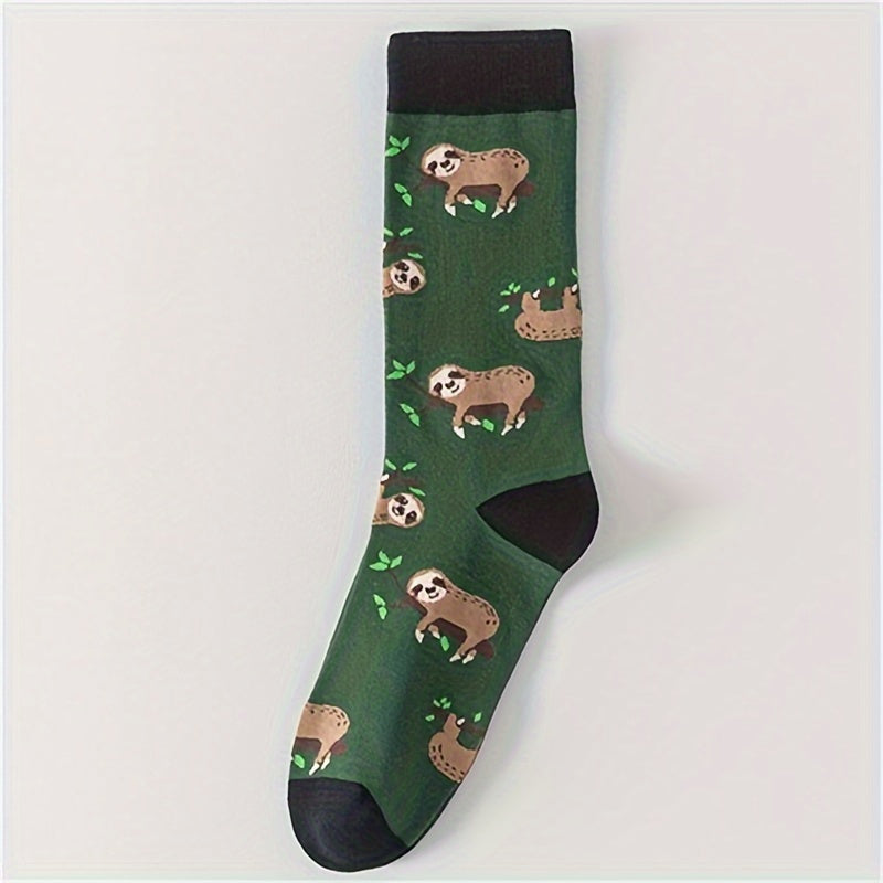 Sloth Print Mid Calf Socks