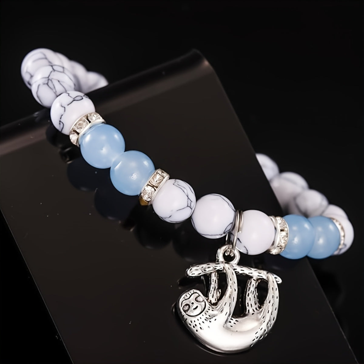 Inspirational Quote Stone Bracelet with Cute Sloth Charm