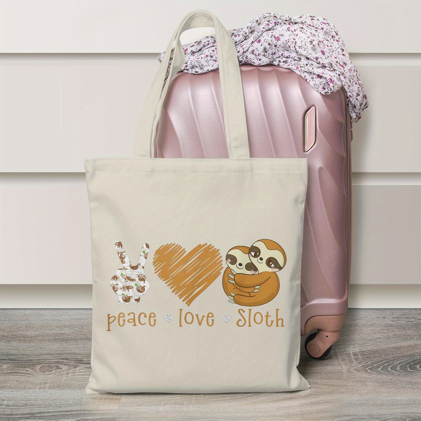 Peace Love Sloth Canvas Tote Bag