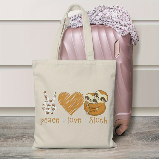 Peace Love Sloth Canvas Tote Bag