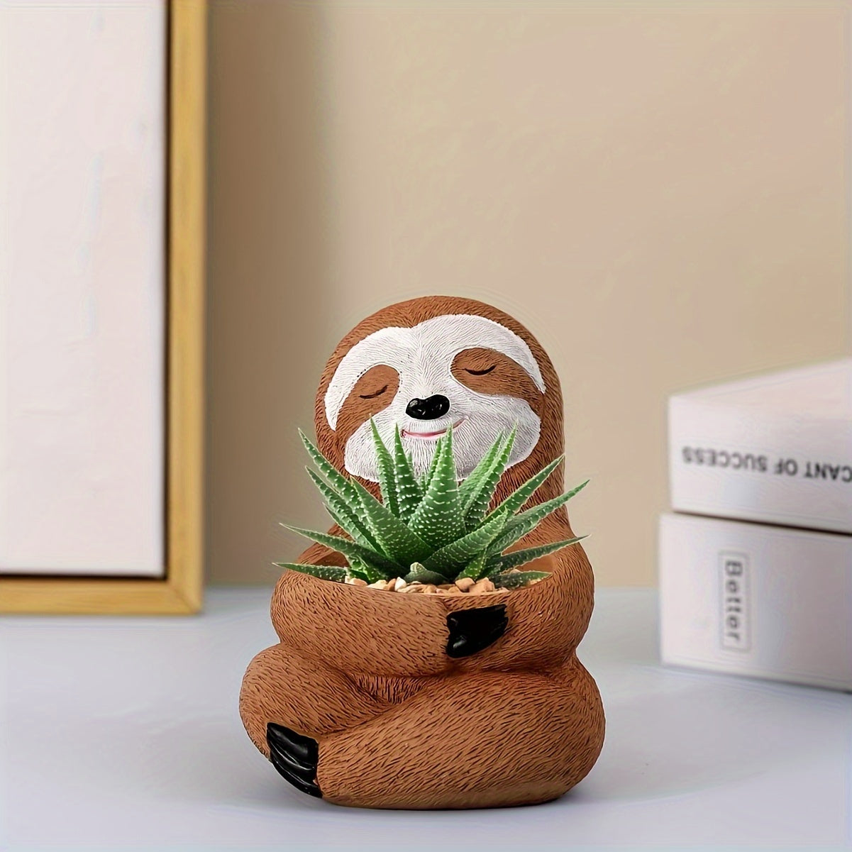 Vintage Resin Charming Sloth Hug Planter