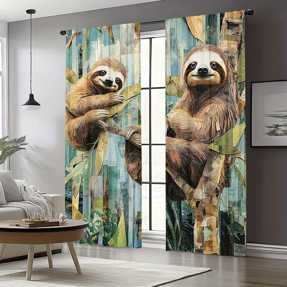 Cute Sloth Printed Curtains