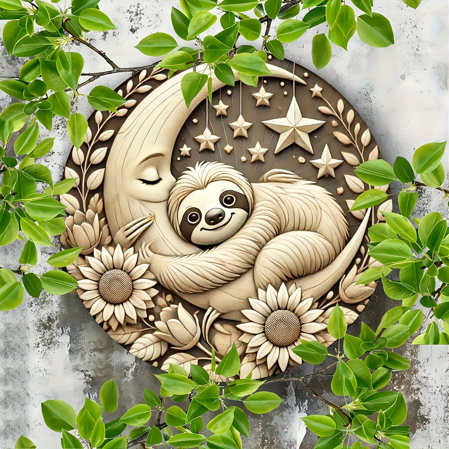 Elegant Sloth and Moon Wall Art Decoration