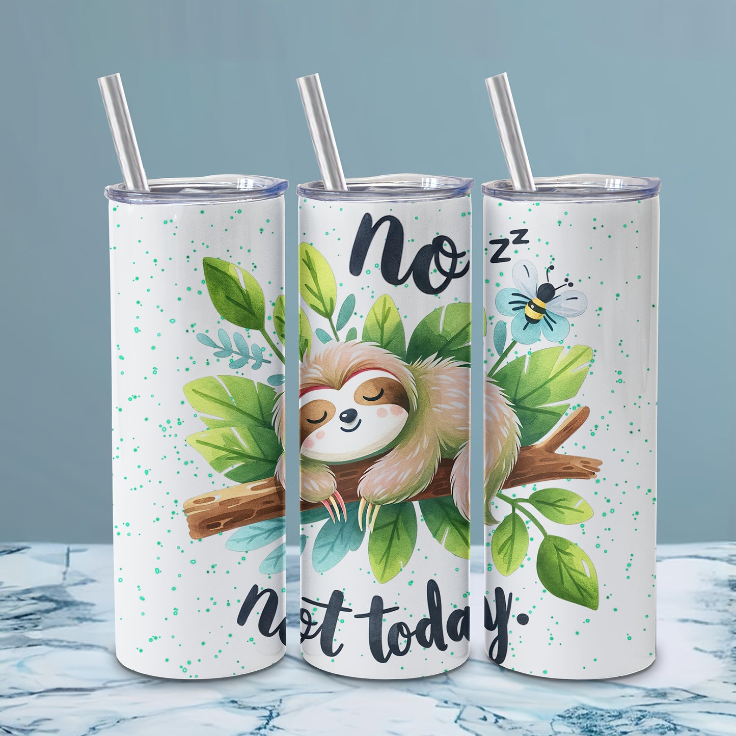 No Not Today Sloth Tumbler Straw and Lid