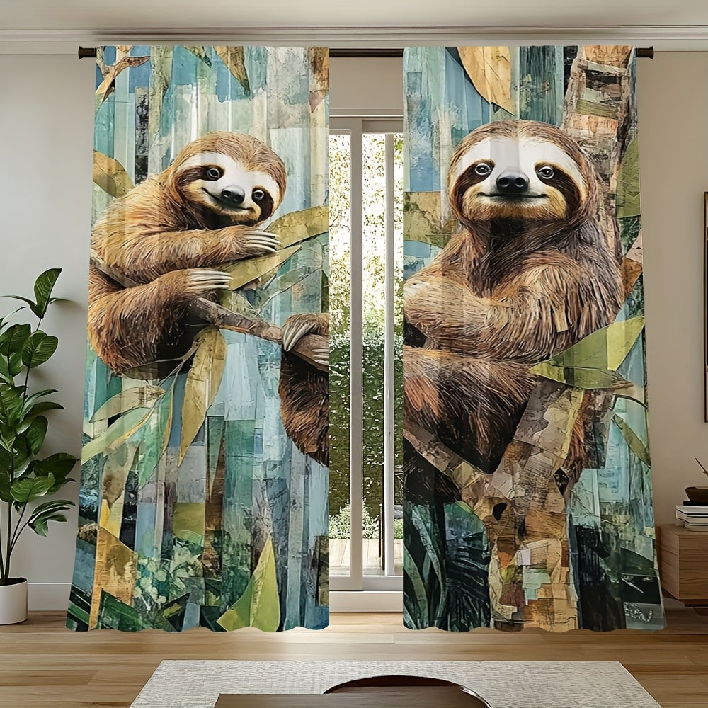 Cute Sloth Printed Curtains