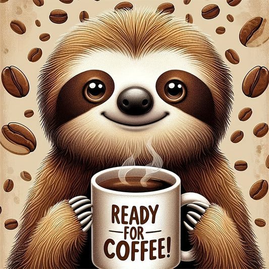 Ready For Coffee Sloth Diamond Art Kit