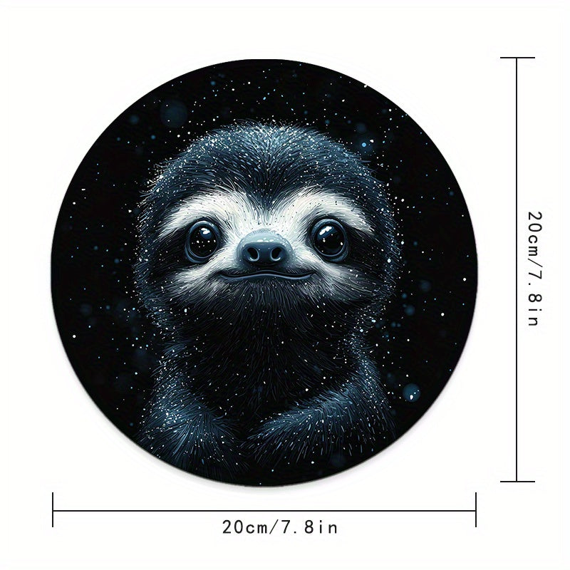 Sparkling Sloth Round Mouse Pad