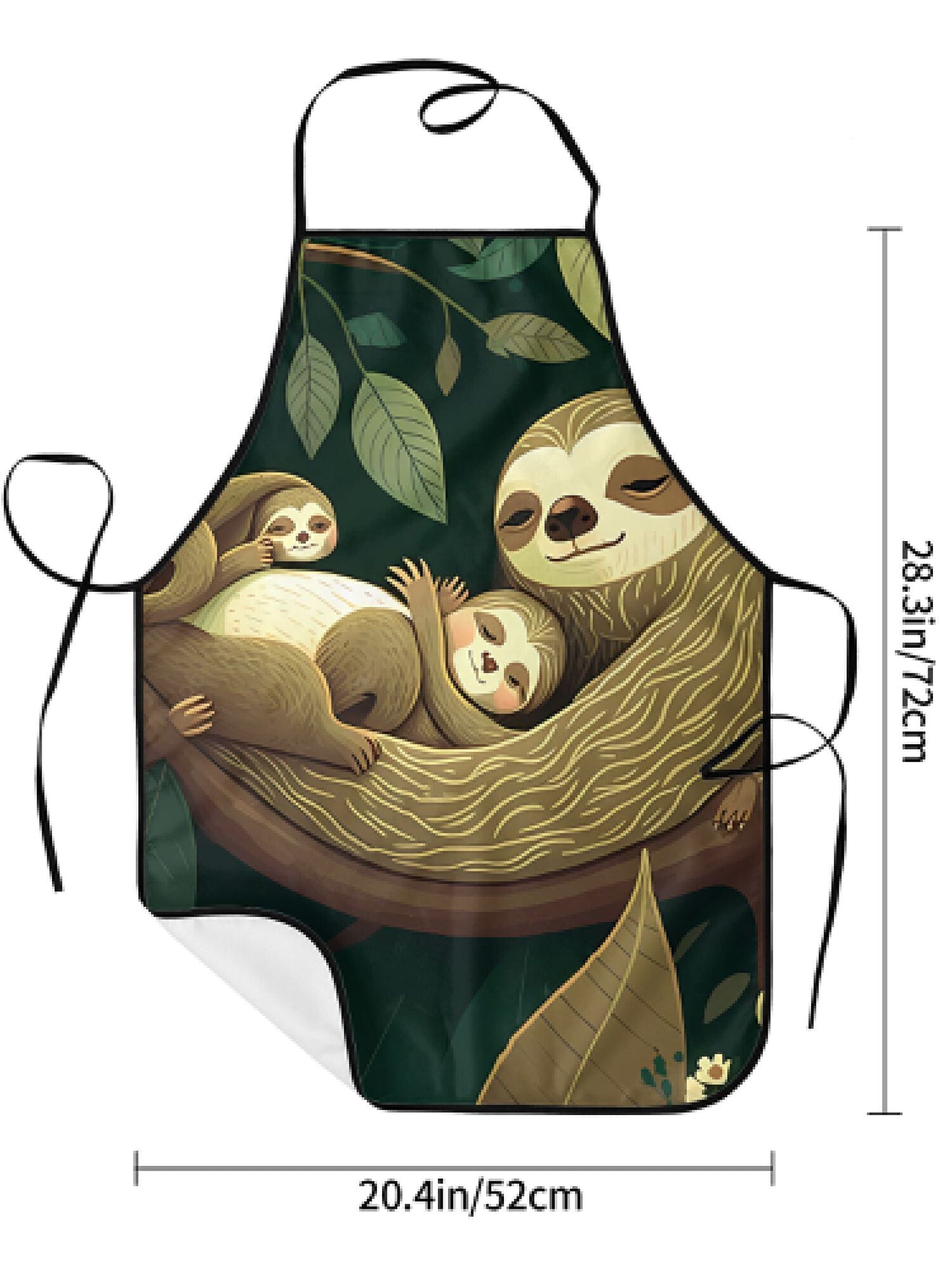 Vintage Sloth Family Apron