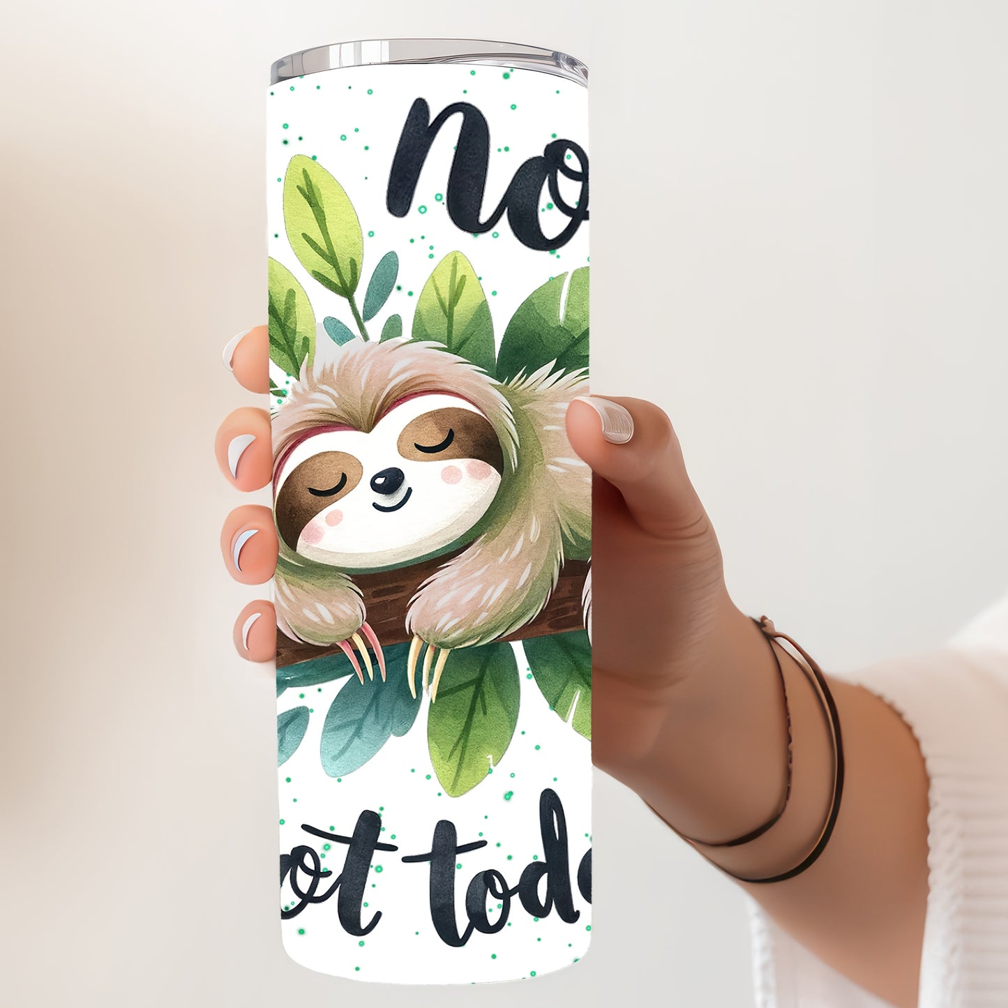 No Not Today Sloth Tumbler Straw and Lid