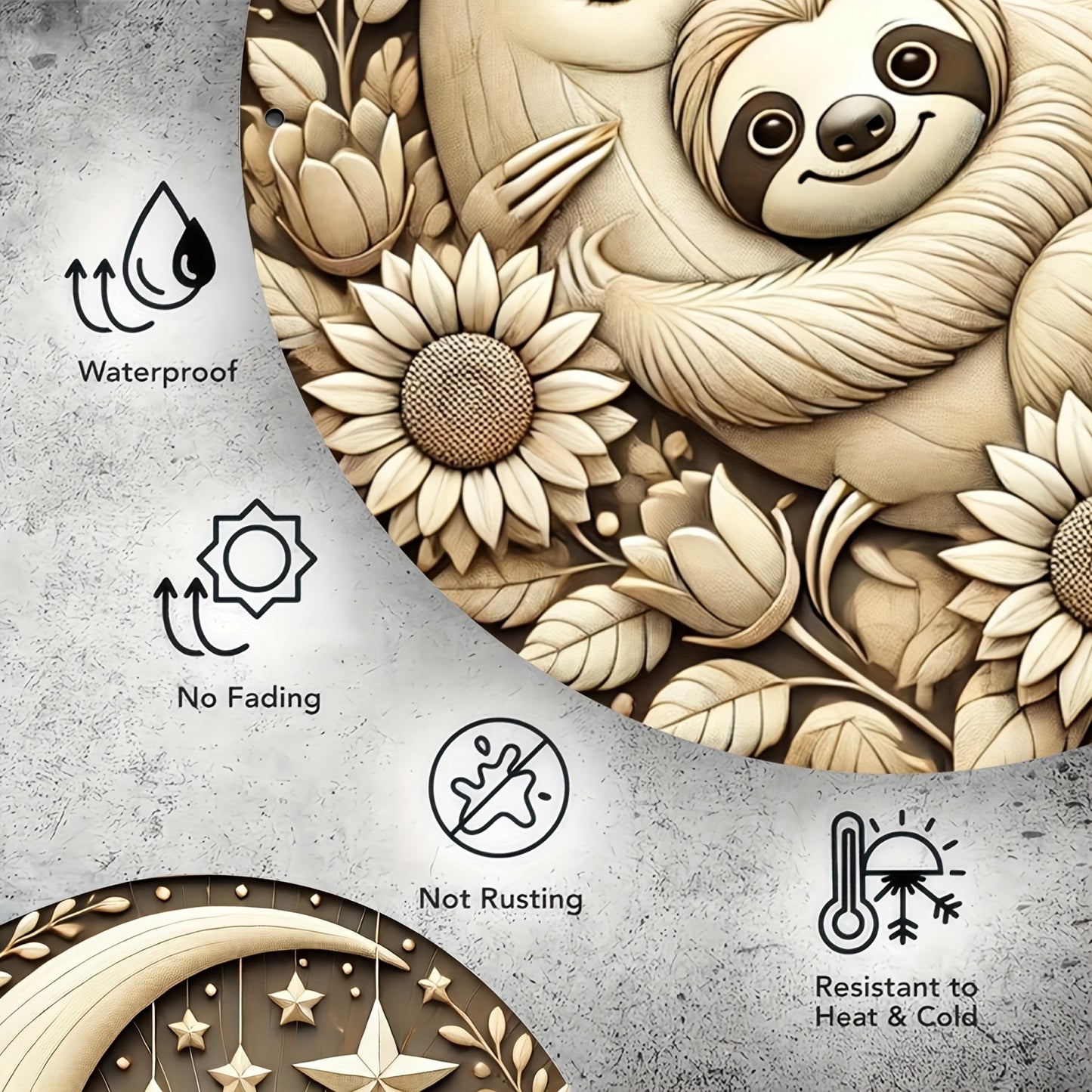 Elegant Sloth and Moon Wall Art Decoration