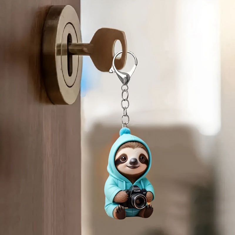 Cute 2D Acrylic Sloth Keychain