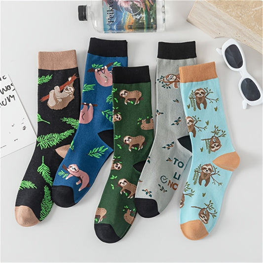 Sloth Print Mid Calf Socks