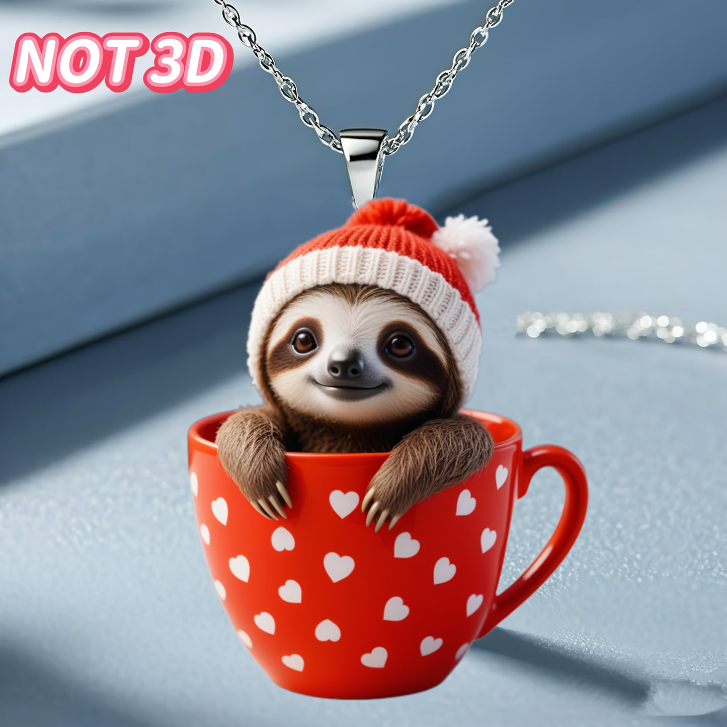 Cute Sloth Christmas Hat Necklace