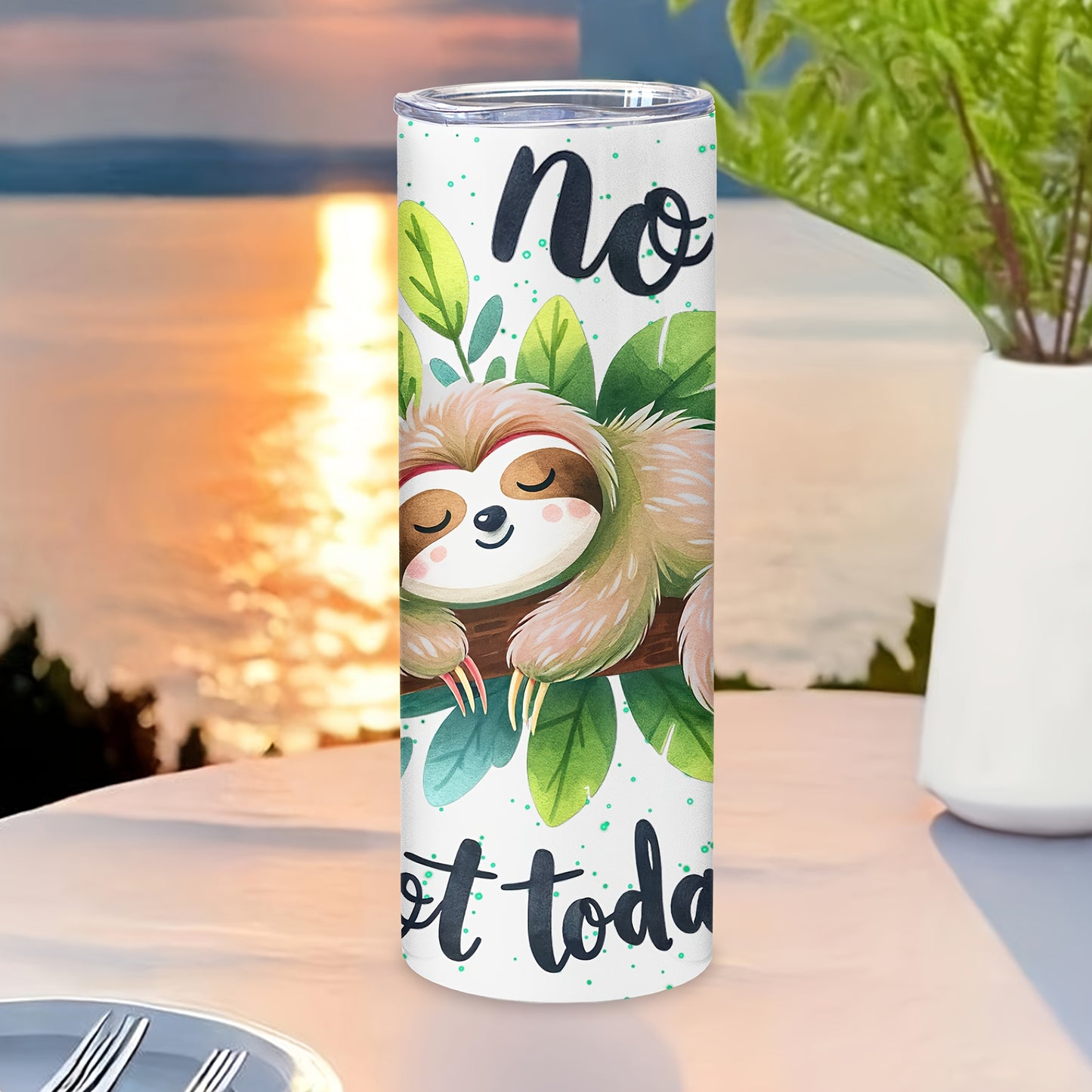 No Not Today Sloth Tumbler Straw and Lid