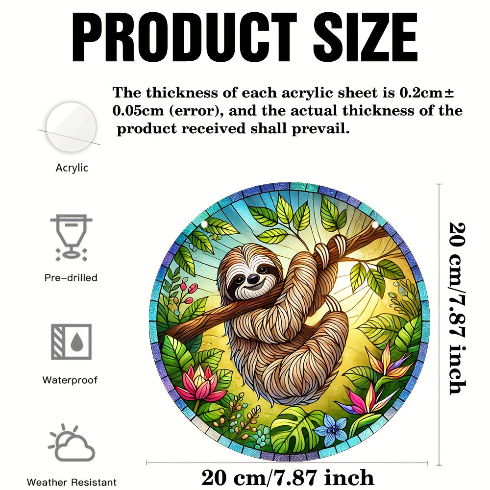 2D Acrylic Flat Sloth Theme Suncatcher