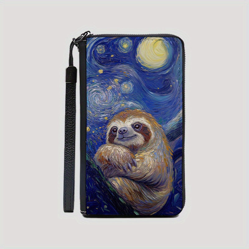 Starry Sky Sloth Faux Leather Wallet with 36 Card Slots