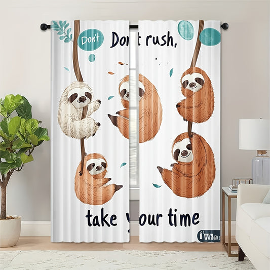 Don't Rush Take Your Time Sloth Curtains