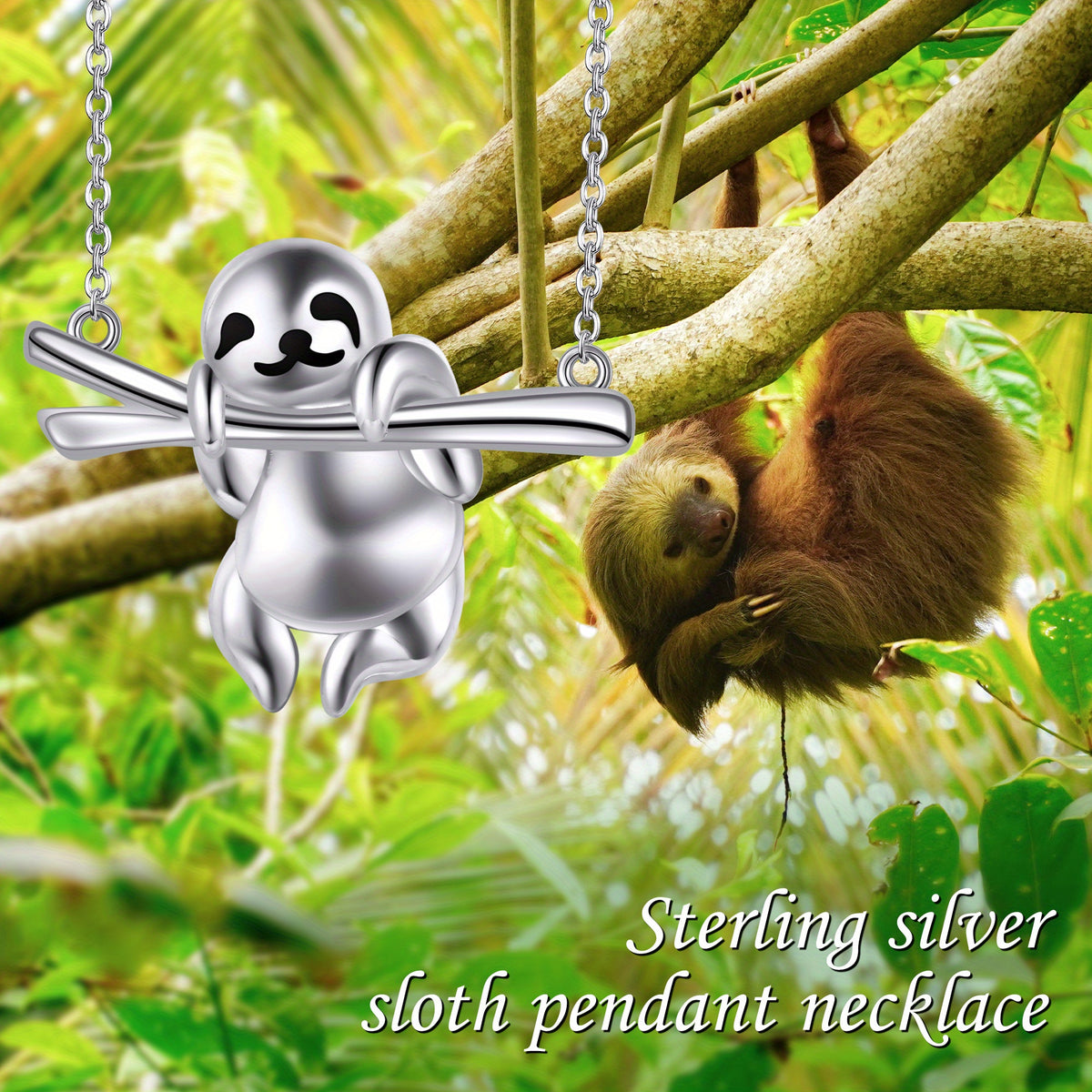Sterling Silver Sloth Necklace product photo 2