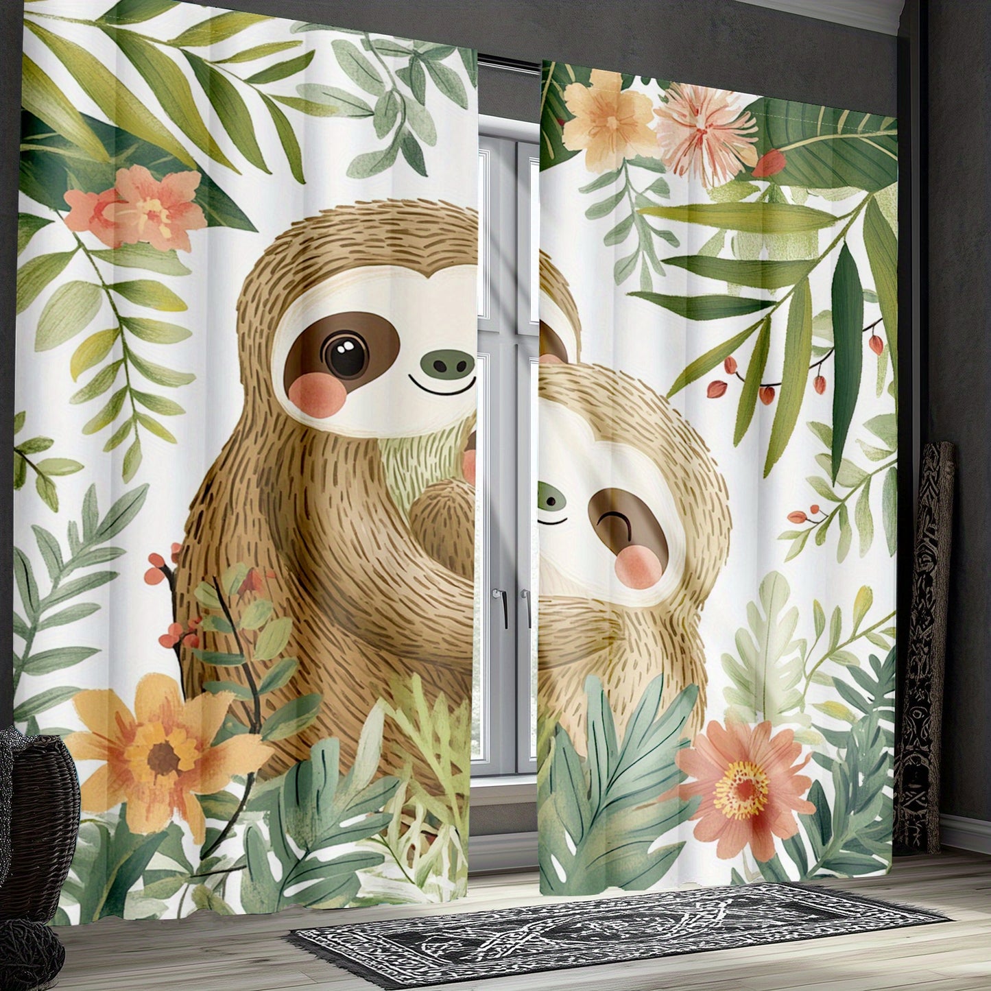 Sloth Nature Print Curtains