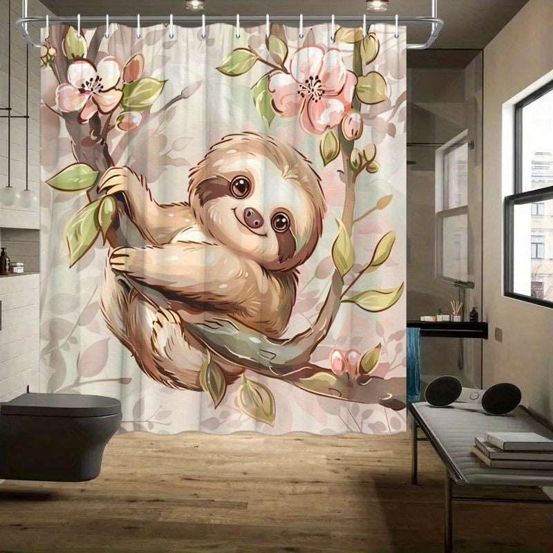 Sloth Floral Shower Curtain