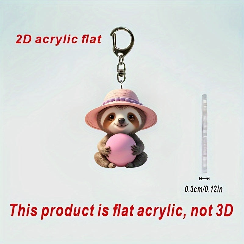 Cute Sloth 2D Acrylic Keychain