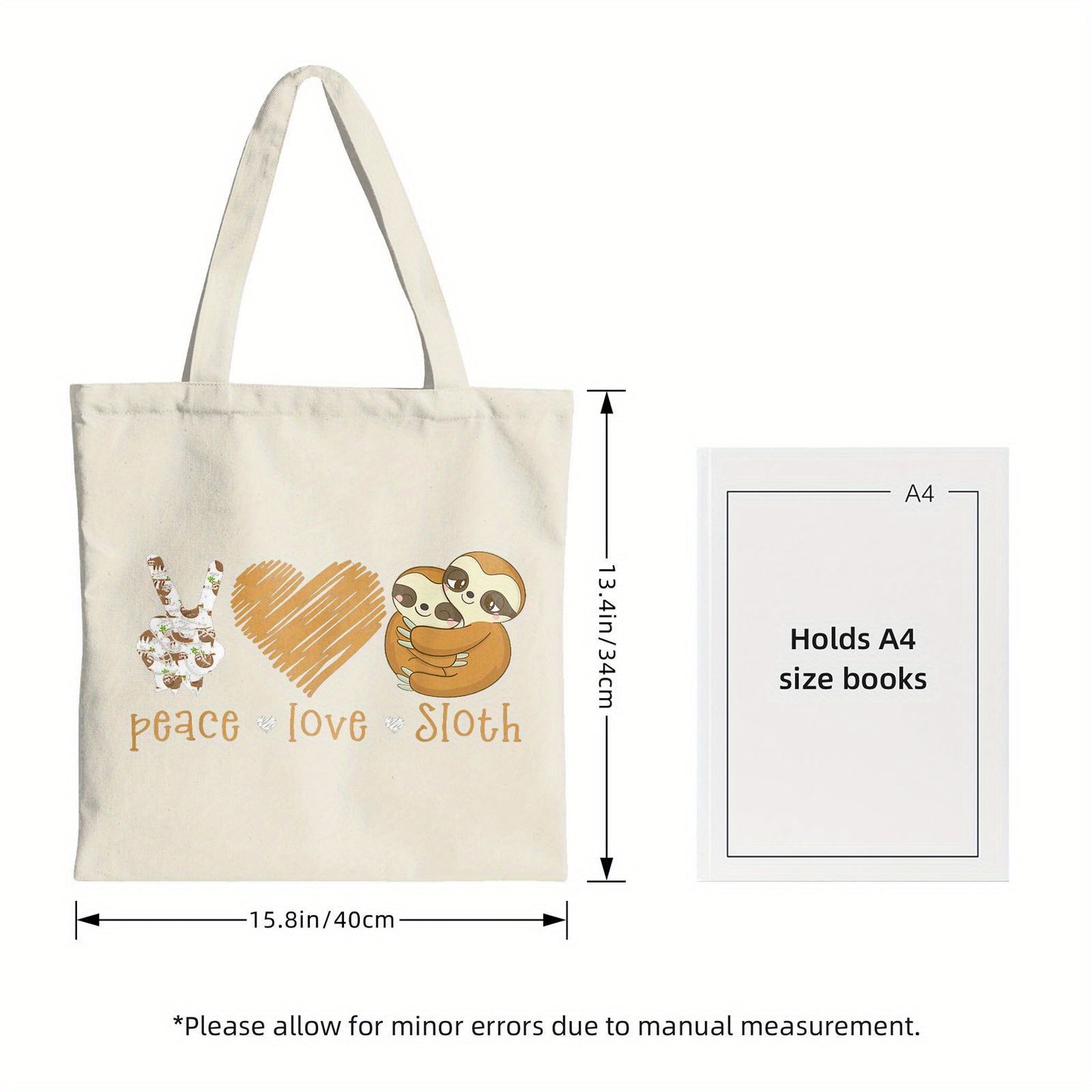 Peace Love Sloth Canvas Tote Bag