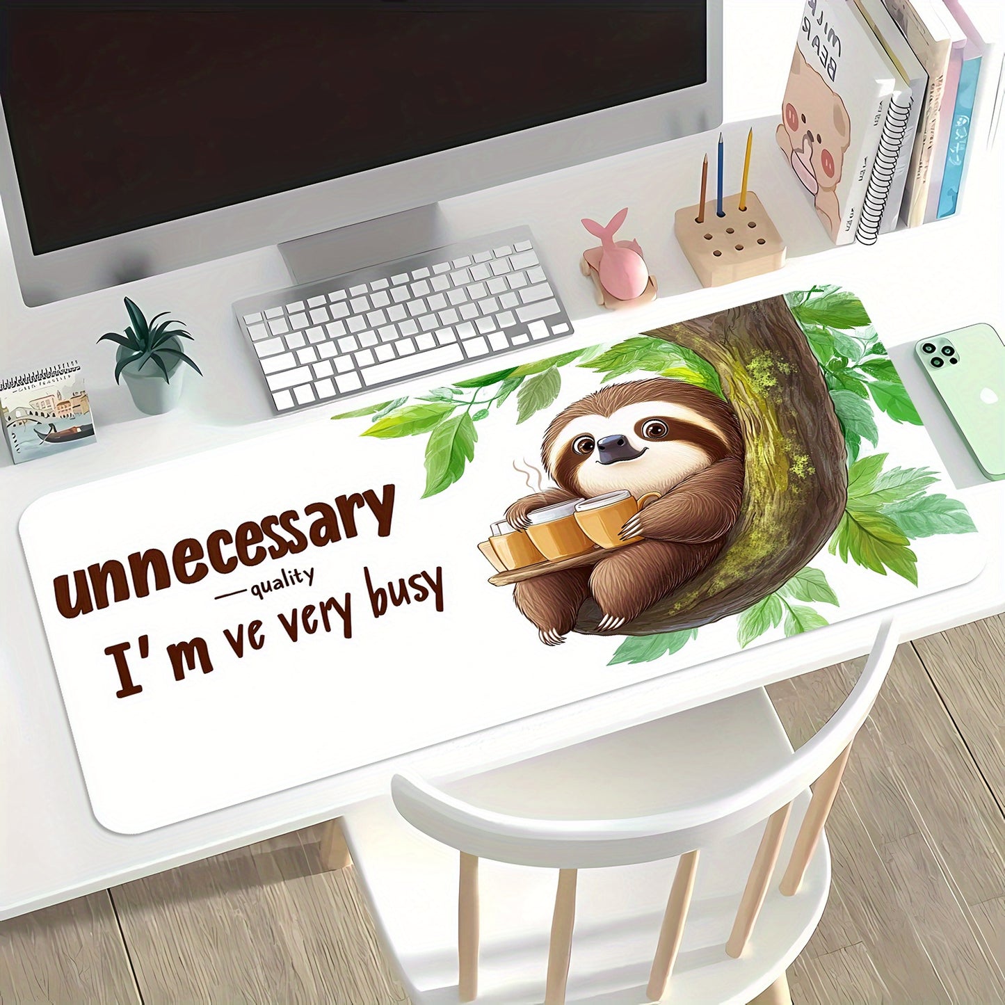 Large Sloth Quote Mouse Pad