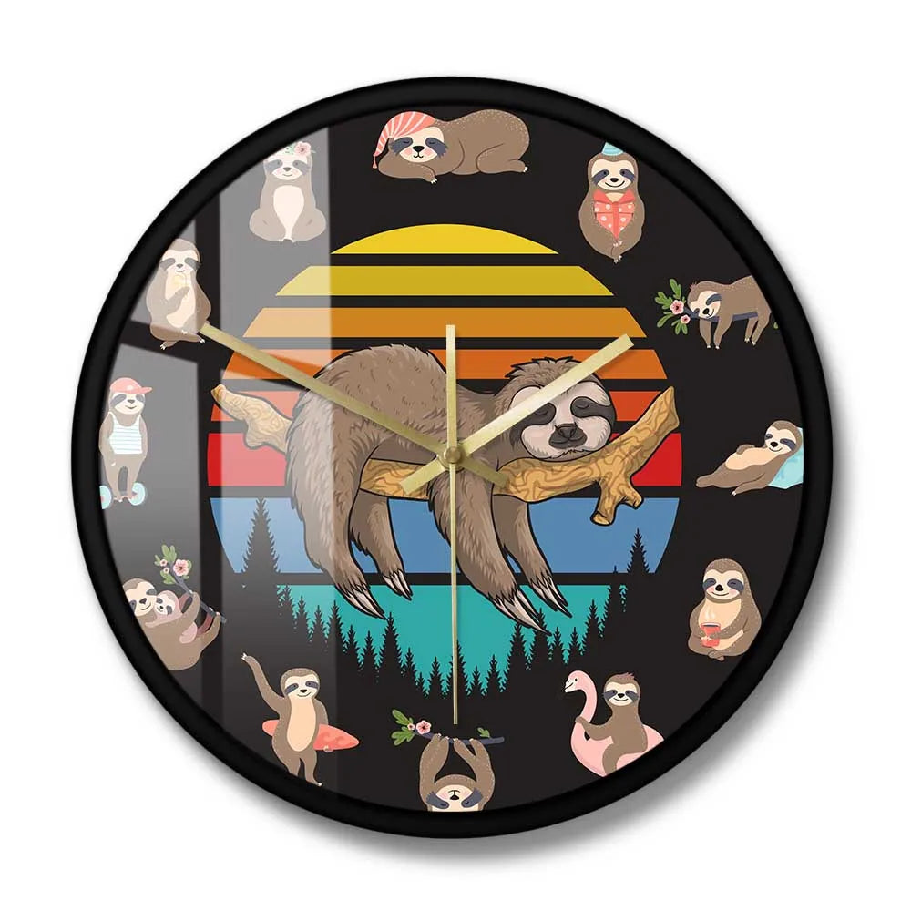 Lazy Sleeping Sloth Wall Clock