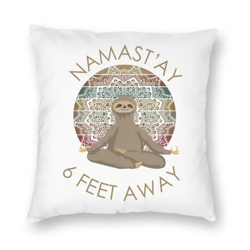 Namaste 6 Feet Away Sloth Cushion Cover