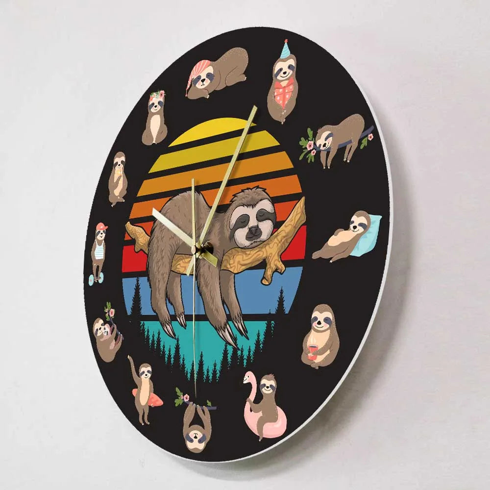 Lazy Sleeping Sloth Wall Clock