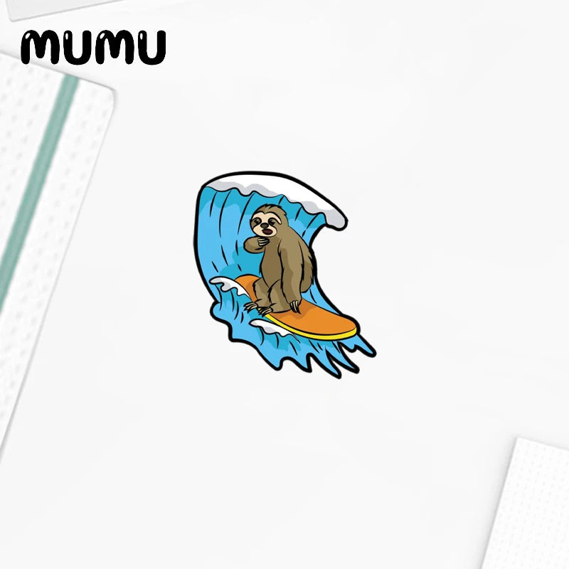 Sloth Surfing Acrylic Badges