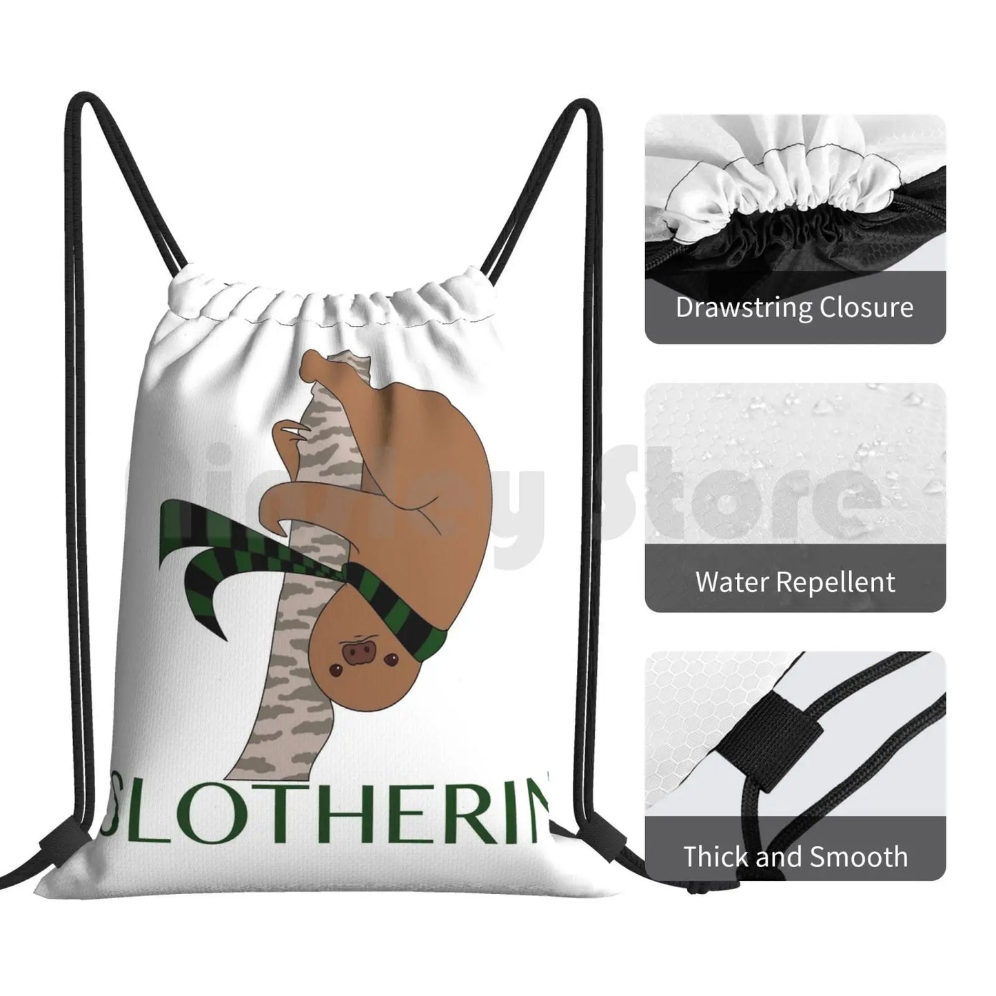 Slotherin Backpack Drawstring Sloth Bag