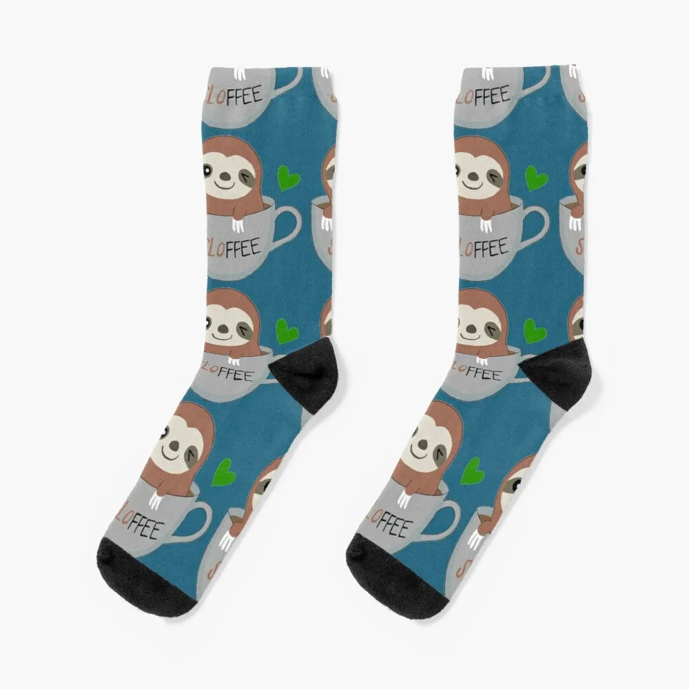 Coffee Cup Sloth Socks