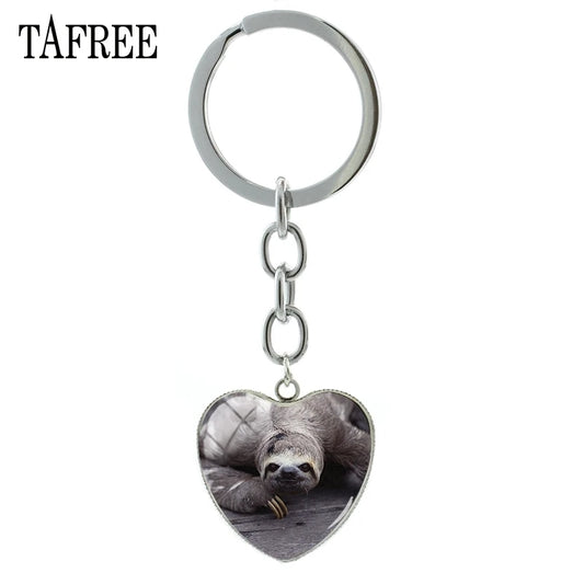 Lazy Sloth Heart Shaped Keyring