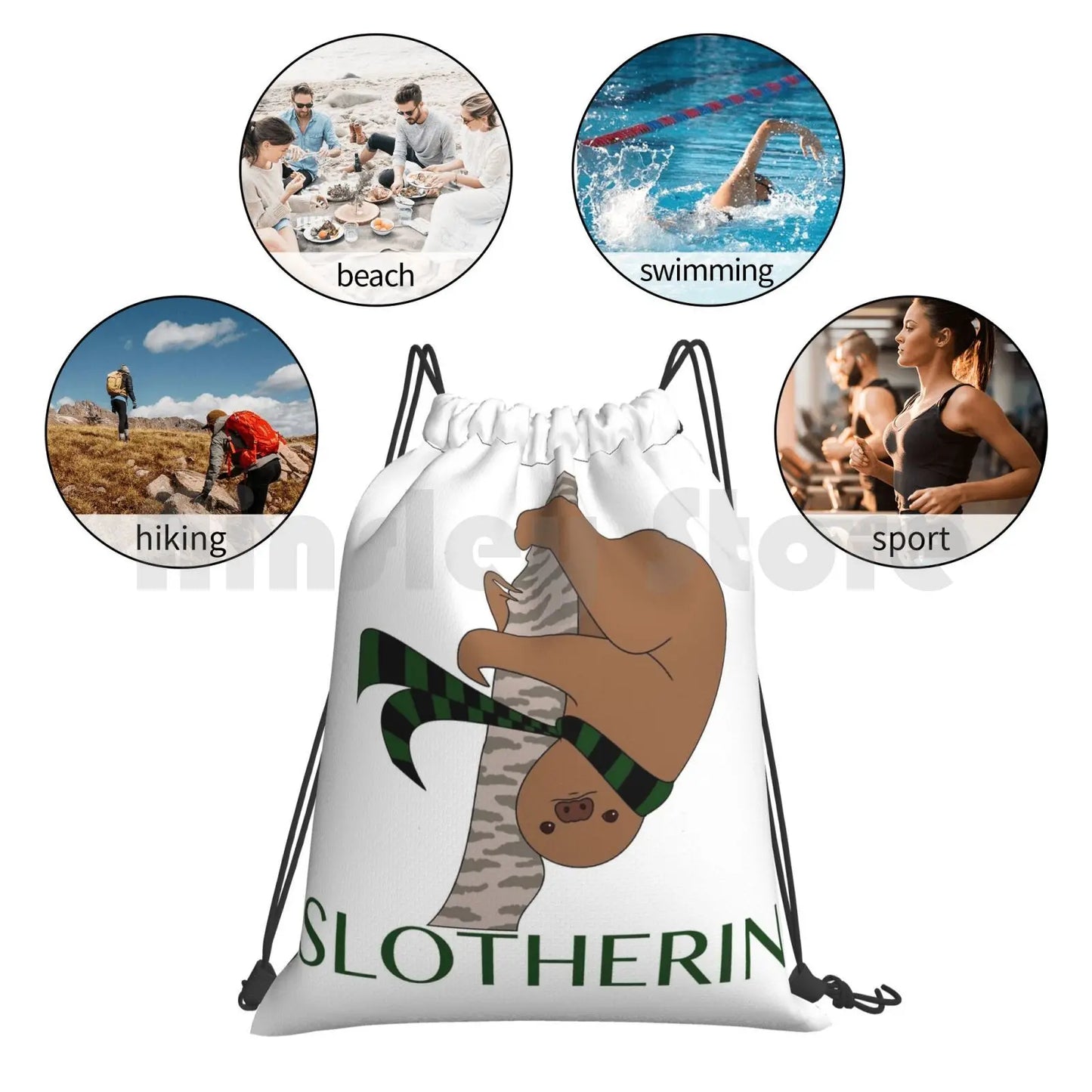 Slotherin Backpack Drawstring Sloth Bag