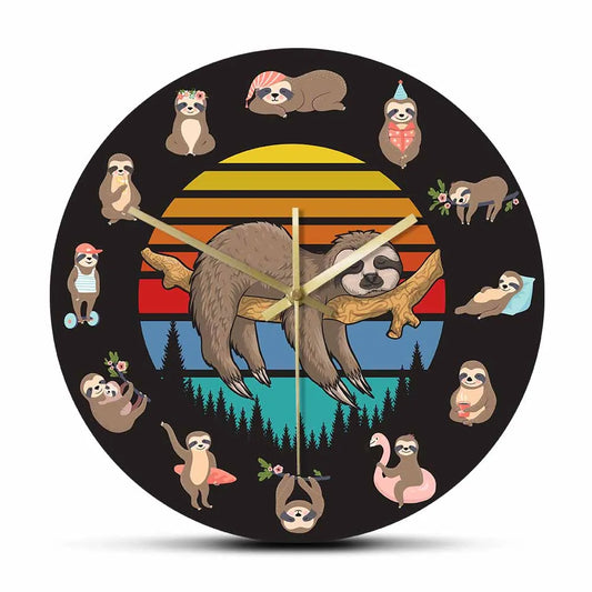 Lazy Sleeping Sloth Wall Clock