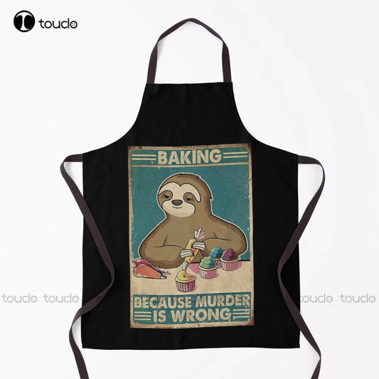 Baking Because Murder Is Wrong Sloth Apron product photo