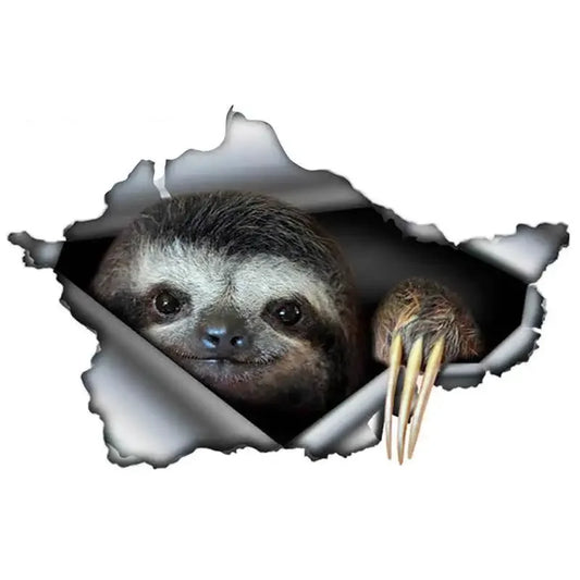 3D Sloth Torn Metal Car Sticker