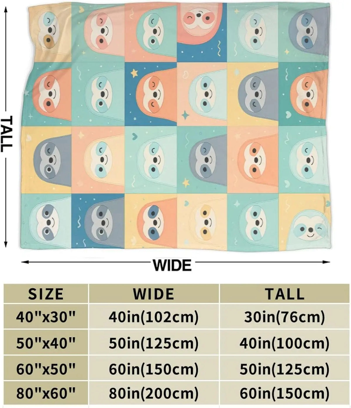 Grid Pattern Of Sloths Blanket