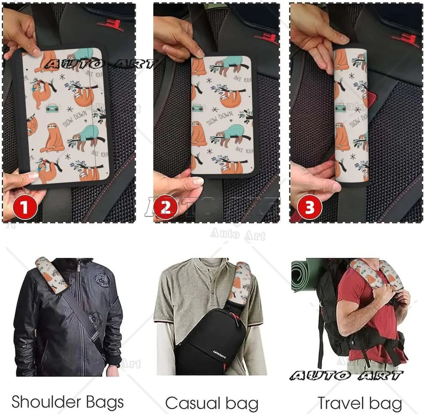 Sloth Car Seat Belt Cover