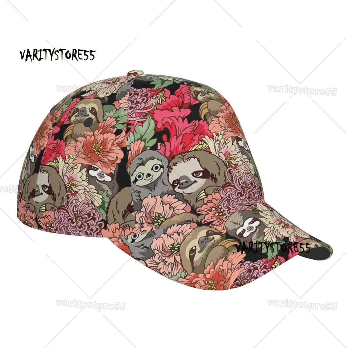 Floral Sloth Baseball Cap