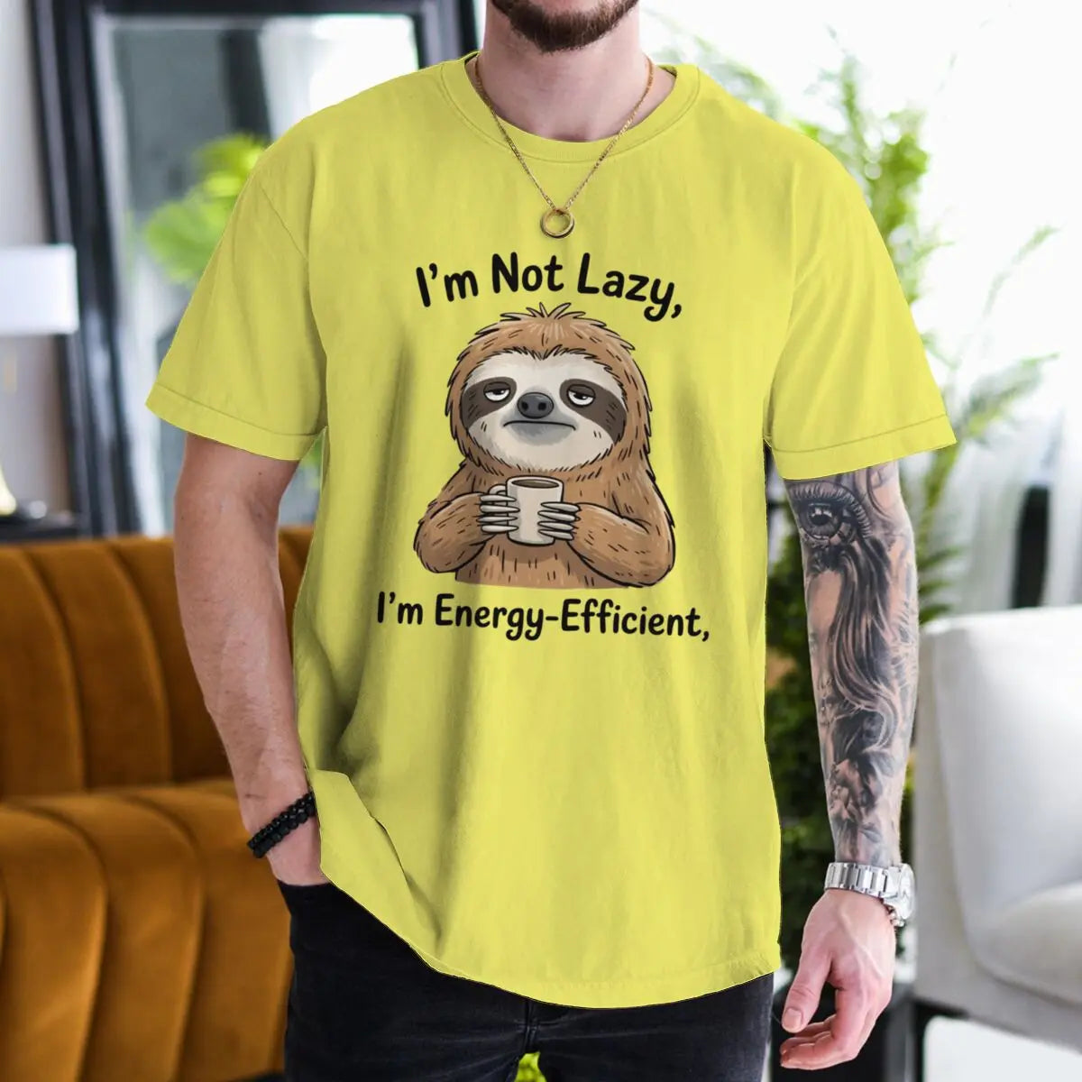 I'm Not Lazy I'm Energy-Efficient Sloth & Coffee T-Shirt