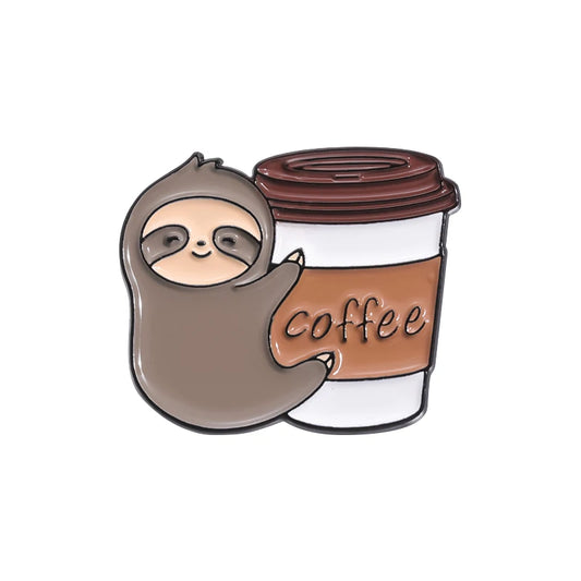 Coffee Sloth Pin Badge
