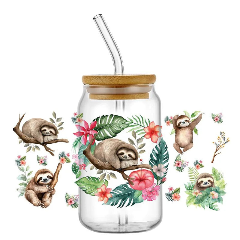 Decals Cute Sloth Waterproof Transfer Stickers for Mugs, Water, Bottle