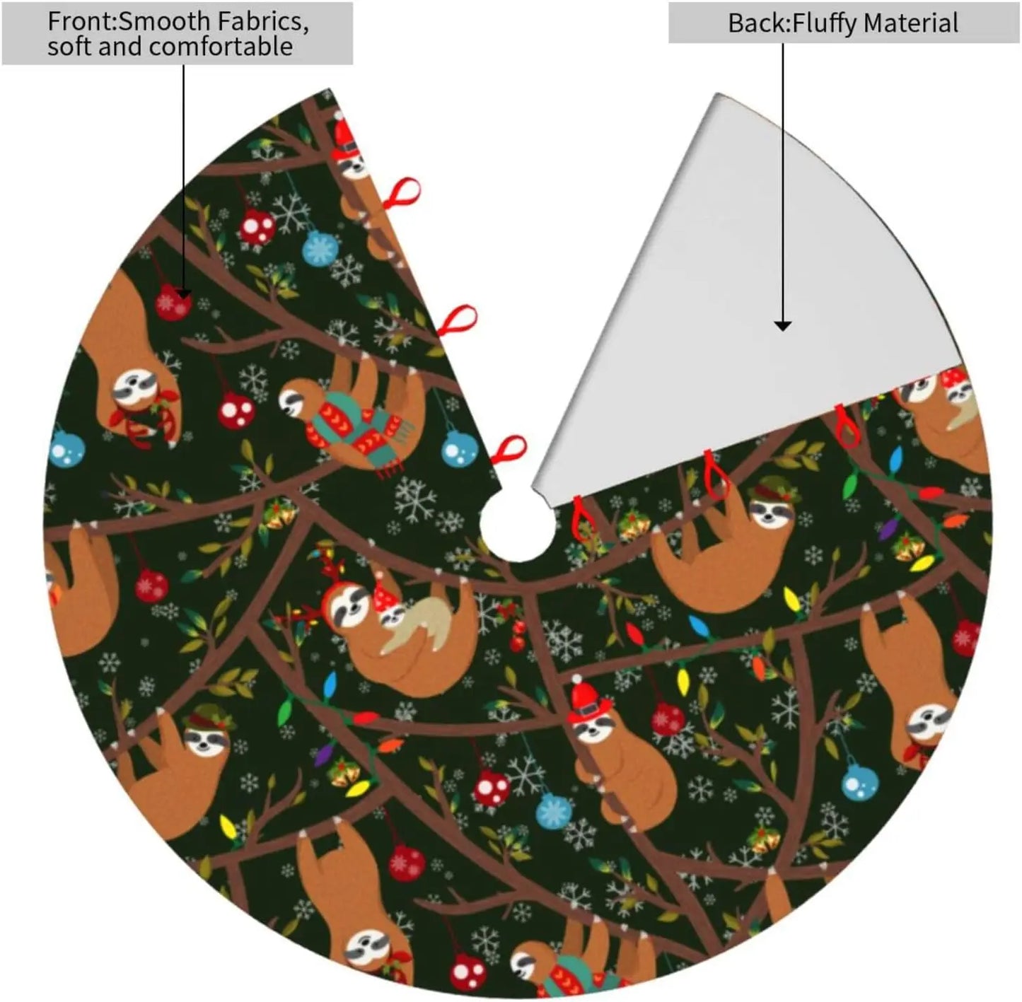 Christmas Tree Skirt Sloth Theme
