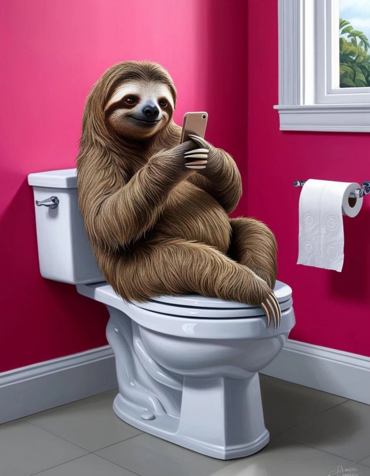 Sloth On The Toilet Canvas Art Picture product photo 3