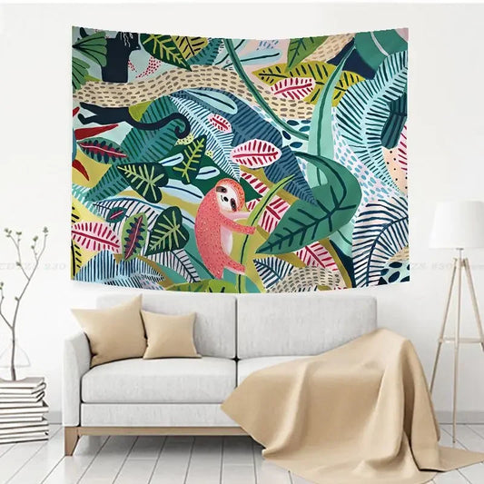 Jungle Theme Sloth Wall Hanging Tapestry