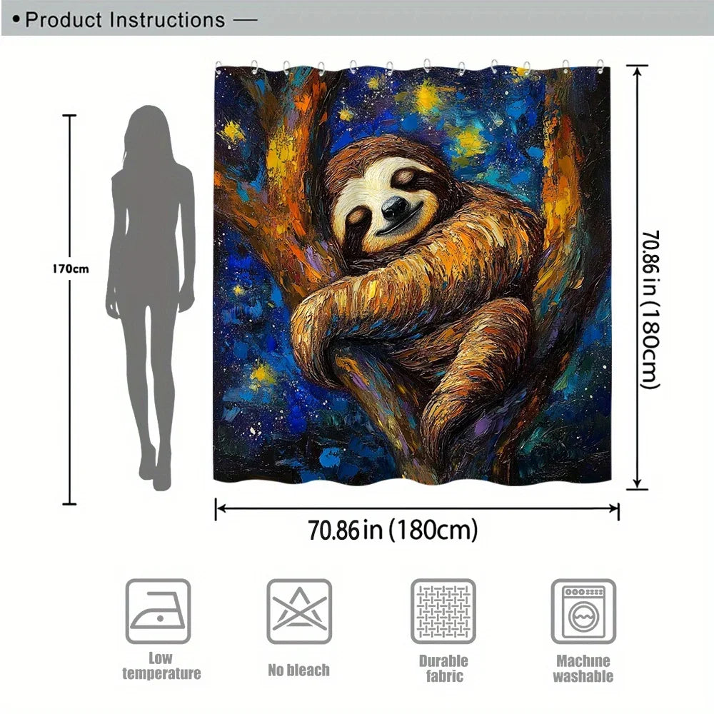 Starry Night Sloth Shower Curtain